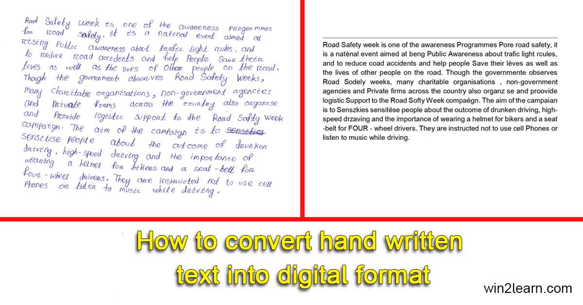 How to convert hand written text into digital format